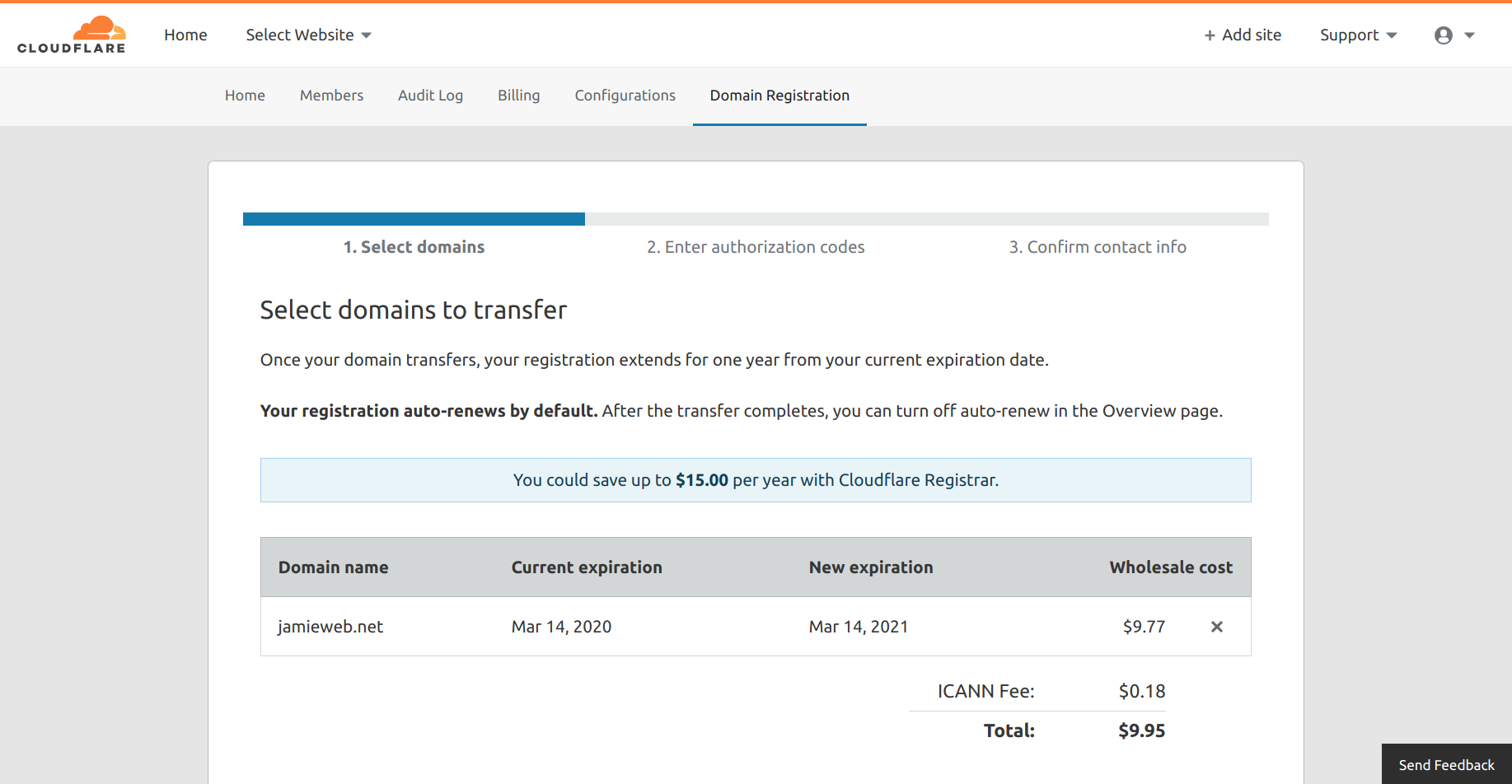 Cloudflare Registrar, New Domain Registration